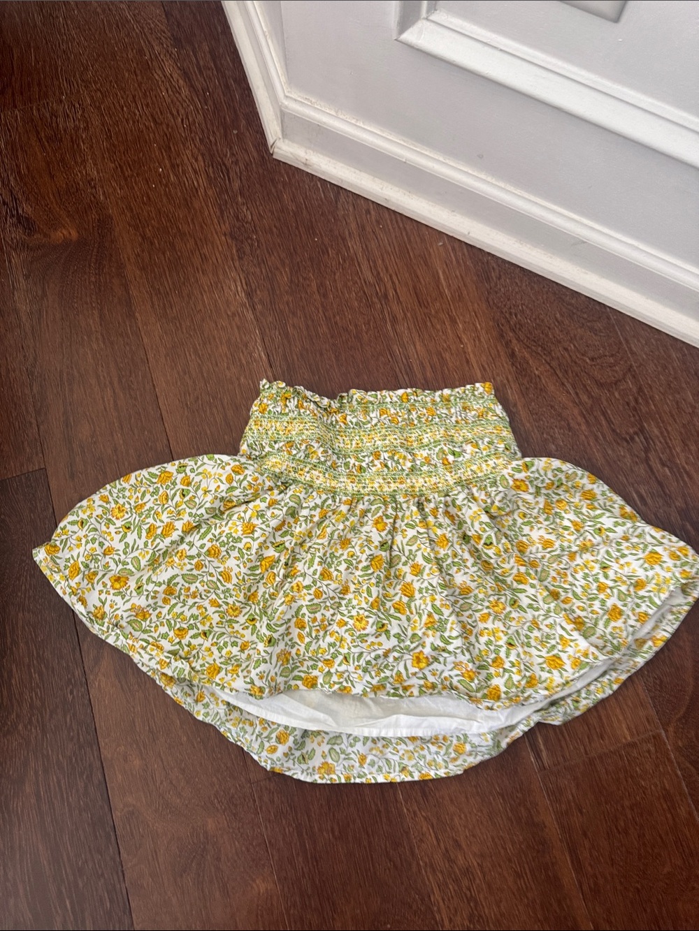 Crewcuts White Skirt with Yellow Floral Print